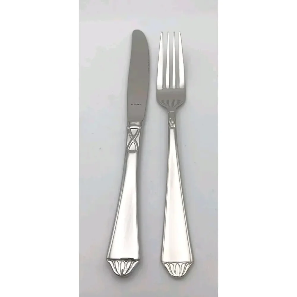 Lenox British Colonial 2 Piece Place Set 18/10 Stainless Flatware Glossy NOS